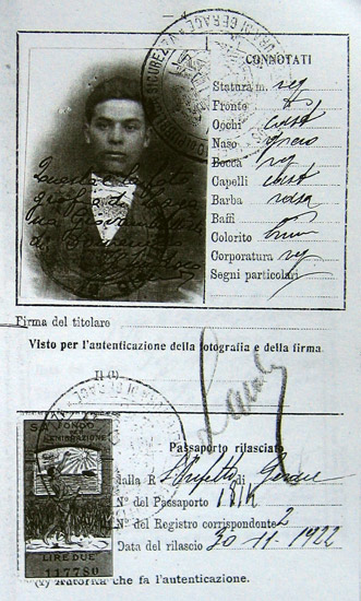 Passport of Giovanni Battista Lagana